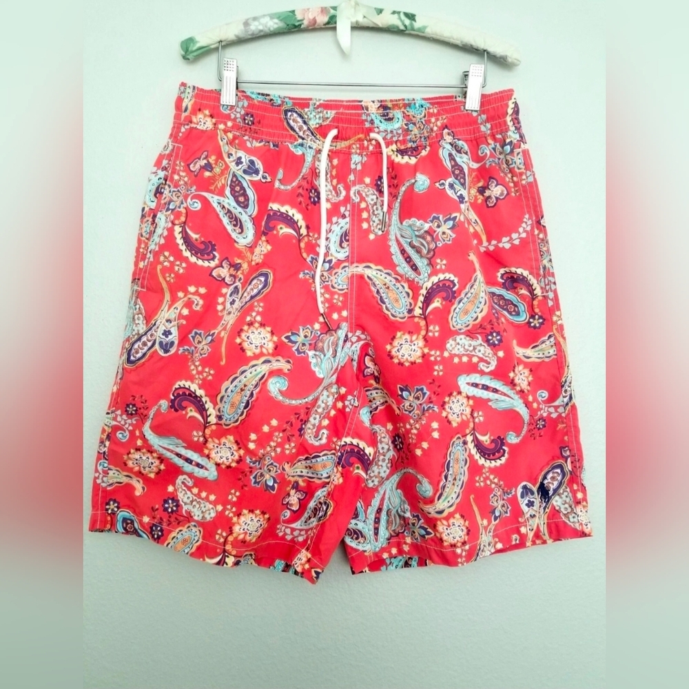 Vintage Polo Ralph Lauren Men Swim Trunks Paisley Mesh Lined Shorts Pockets Sz S